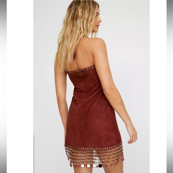 Nasty Gal Genuine Suede Appliqué Halterneck Mini Dress - Picture 5 of 17